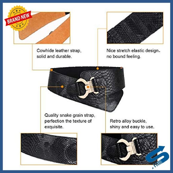 Wide Elastic Stretch Waist Belt Adjustable Fashion Dress Belt Women\'s main image 5